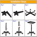 Salon Tray on Wheels- Adjustable Salon Service Rolling Tray Suitable for Mayo Stand,Tattoo Tray and Dentist Tray(Black)