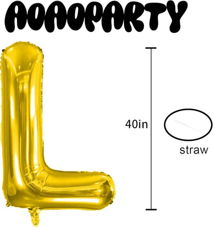 Letter Balloons Gold 40 Inch L Large Giant Big Foil Mylar Balloon | - Image 3