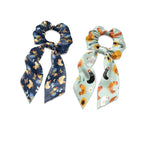 Rooster Scrunchies Hair Ties for Women Blue Green Pack of 2 Knotted Bow Hair Scrunchies Elastic Hair Scarf Red Ribbon Accessoey