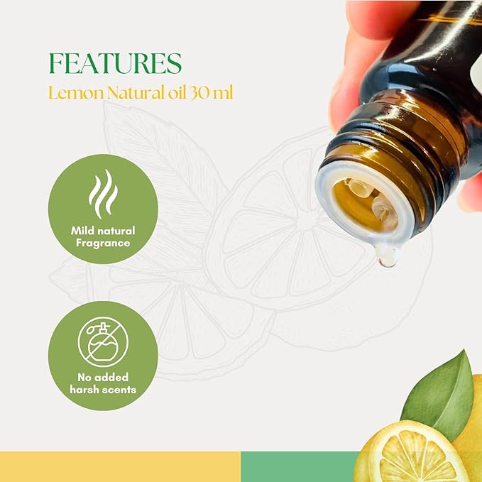 Roots & Above Pure Natural Lemon Essential Oil 1.01 Fl Oz/30 ml Citrus Oils for Skin, Hair Care, Massage, Diffusers, Humidifiers, DIY Beauty, Home Candle Making & Self-Care