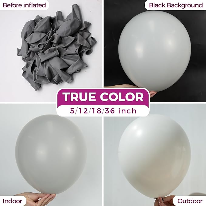 Bezente Gray Balloons 18 Inch 30 Pack Latex Large Thick | Gray Balloons Big - Image 2