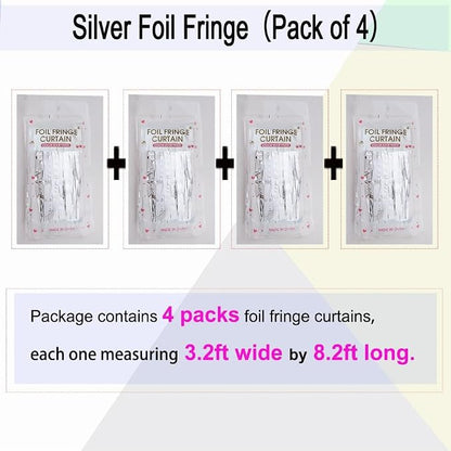 4 Pack Silver Foil Fringe Curtain - Image 2