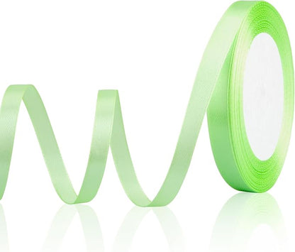 Mint Green Ribbon 3/8 inch 25 Yards Lime Green Fabric Satin Ribbon Perfect by OALCQ