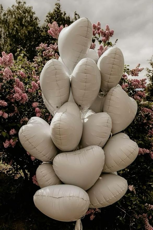 Cream Heart Balloons, Retro Apricot Helium Balloon - Image 5