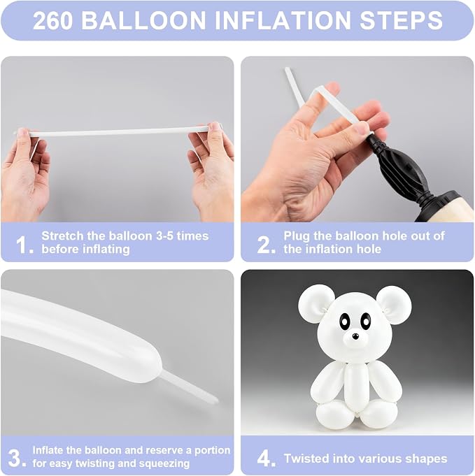 260 Balloons 100 PCS White - Image 5