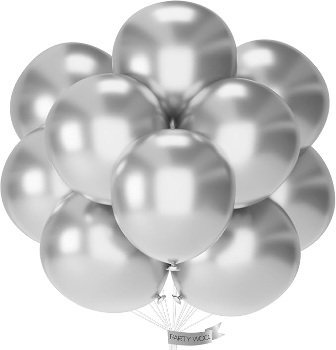 PartyWoo Silver Balloons 20pcs Latex Helium Balloons 18 Inch | Birthday Wedding by PartyWoo