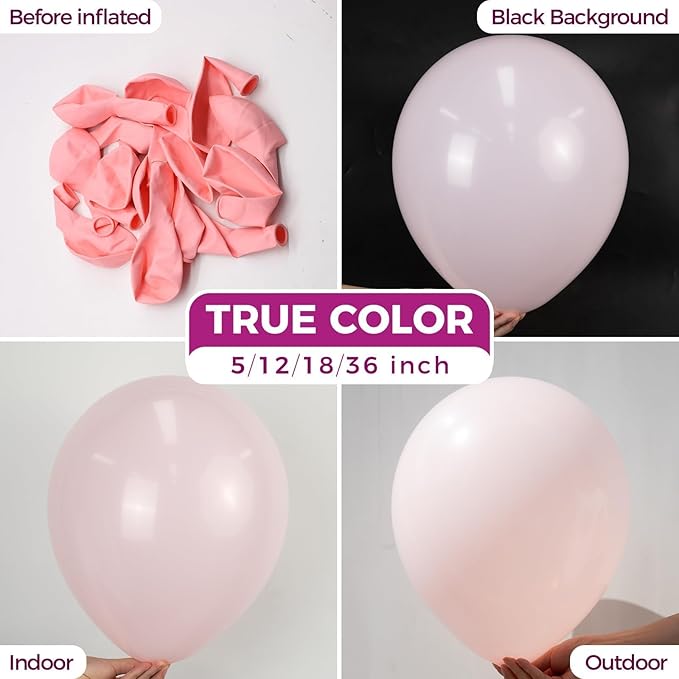 Bezente Pastel Pink Latex Round Helium Party Balloons 100 Pack 12 inch | Light - Image 2