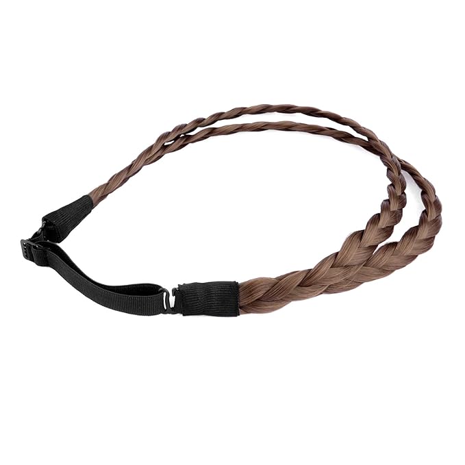 DIGUAN Double Three Strand Synthetic Hair Braided Headband Hairpiece Extension Women Girl Beauty accessory (Chestnut)