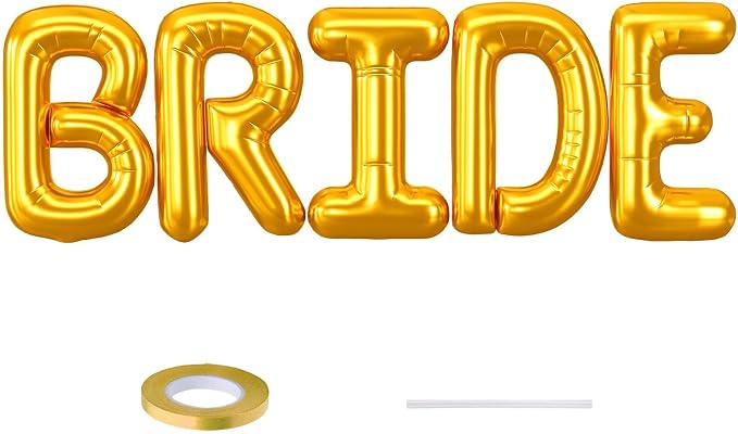 40 inch BRIDE Balloons Bachelorette, Giant Wedding Foil Balloon Letter Banner by Saxuxu
