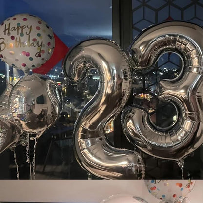 40 inch Silver Number Balloon Giant Foil Helium Balloons Silver Number 3 Balloon - Image 6