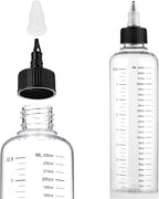 4 Pack Applicator Bottle for Hair, 8.5oz Soft Squeeze Empty Oil Dispenser Hair Color Applicator Root Hair Dye PET Plastic Refillable Bottles for Salon Sylist with Graduated Scale and Twist Top