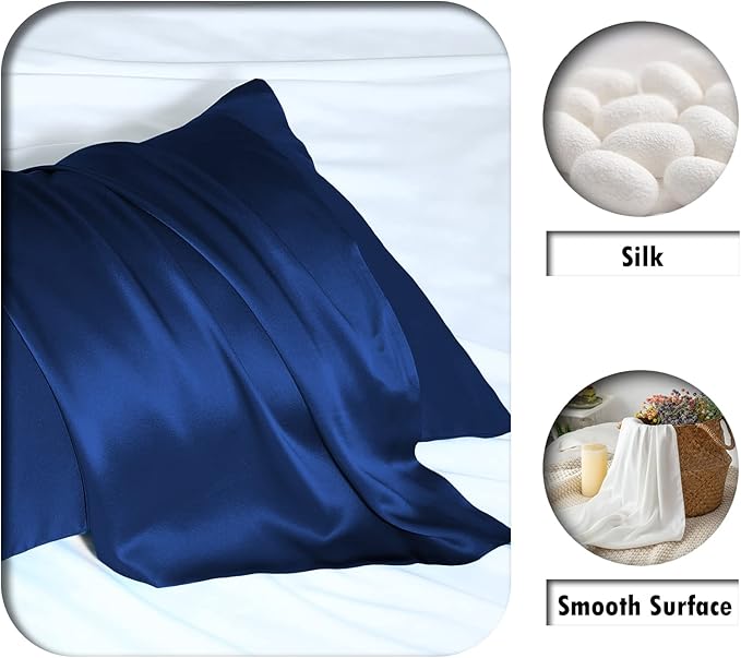 Silk Pillowcase for Hair and Skin,Soft,Breathable and Sliky 100% Silk Pillowcases King Set of 2,Both Sides Natural Mulberry Silk Pillow Cases with Hidden Zipper(King Size 20"X 36",2pcs)