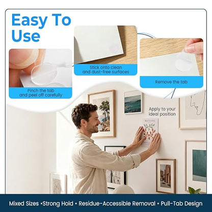 Sticky Dots 3 Size Mix Double Sided Sticky Dots Easy Peel Tabs No Damage - Image 3