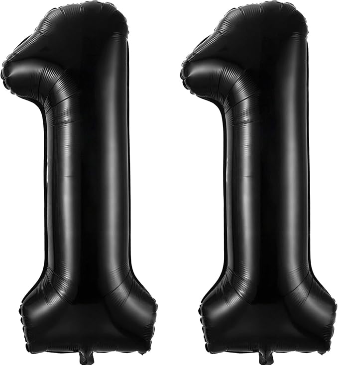 Black 11 Balloon Number, 40 Inch Number 11 Balloon Large Black Foil Mylar by BBPOOL