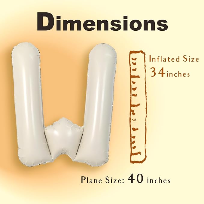 SUWEN 40 Inch Cream Large W Letter Balloons Big Foil Helium A-Z | Jumbo Mylar - Image 6