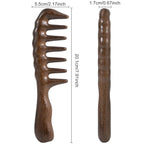 Wooden Wide Tooth Comb, 2 Pack Large Thicken Natural Sandalwood Hair Combs for Curls, Women and Men, Detangles Long Thick Wet or Dry Hair, Head Scalp Massager, Anti-static (Golden Sandalwood)