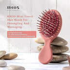 RHOS Mini Hair Brush for Women,Men and Kids-Travel Size Hair Brush for Purse,Pocket,backpack-Small Cushion Paddle Brush with Soft Bristles-Mini Detangler Brush for All Hair Types(1 Pack-Red)