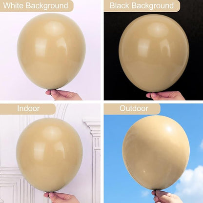 RUBFAC Light Brown Different Sizes Beige Vanilla Balloon Arch 129pcs | Neutral - Image 4