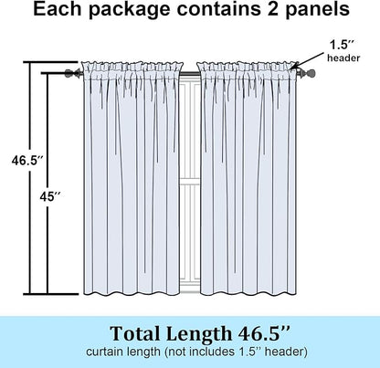 Simplebrand Chocolate Semi Sheer Curtains 45 Inch Length 2 Panels, Geometric - Image 7