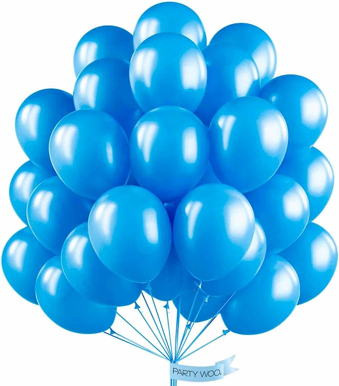 PartyWoo Pearl Blue Balloons 50pcs Sky Blue Latex Helium Balloons 12 Inch | by PartyWoo