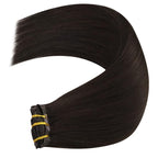YoungSee Clip in Human Hair Extensions Brown Clip in Extensions Real Human Hair Darkest Brown Human Hair Clip ins Extensions Ease to Use 22Inch 7Pcs 120G