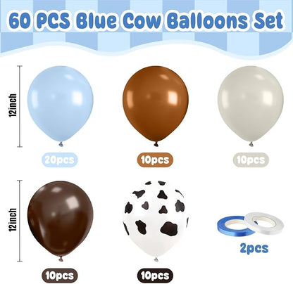 Paready Cow Print Balloons Set, 12Inch Light Blue Brown Sand White Latex Balloon - Image 2