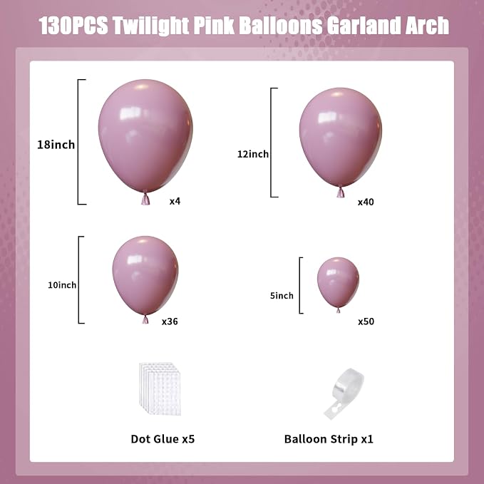 Dusty Purple Balloons Arch Kit, Graduation, Birthday Party Decorations - Image 3