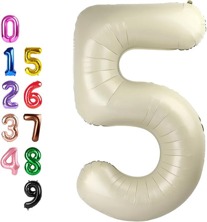 Number Balloons 5 Balloon Cream by Enyeopd