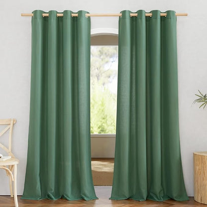 NICETOWN Linen Flax Semi Sheer Curtains 92" Length, Grommet Window Treatments by NICETOWN