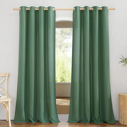 NICETOWN Linen Flax Semi Sheer Curtains 94" Length, Grommet Window Treatments by NICETOWN