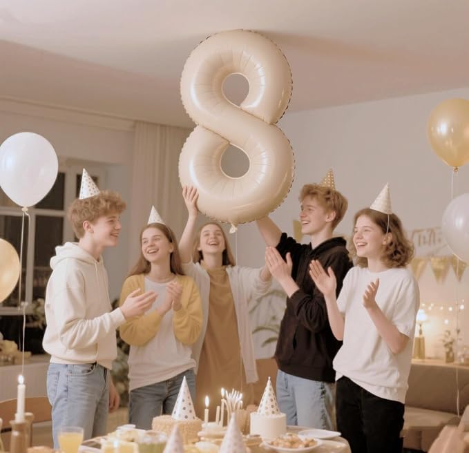 8 Balloon 40 inch Cream Number Balloons - Image 2