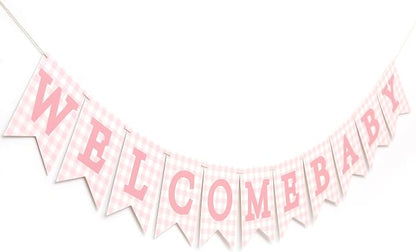 Pink Gingham Welcome Baby Shower Banner by Unknown