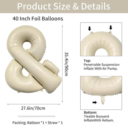 Biapian 40 Inch Ampersand Balloons, Cream Symbol & Foil Balloon, Big Single - Image 2