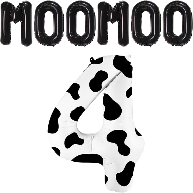 40 Inch Cow Print Balloon, Number 4 balloons Cow Balloons - Image 2