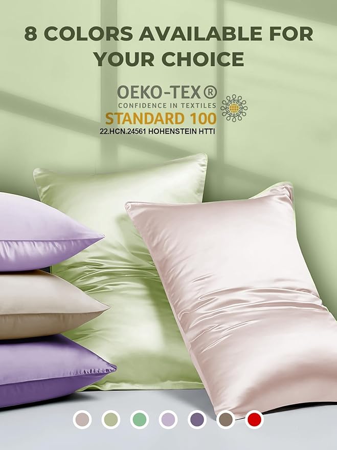 Mulberry Silk Pillowcase for Hair and Skin, SGMSILK 22 Momme Natural Silk Pillow Cases with Zipper, 6A Soft and Smooth Single Sided Pure Silk Pillow Cover (Matcha, King 20"x36")