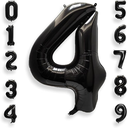 AULE 40 Inch Black Number Balloon 4 Foil 0-9 Birthday Big Numbers | Birthday by AULE