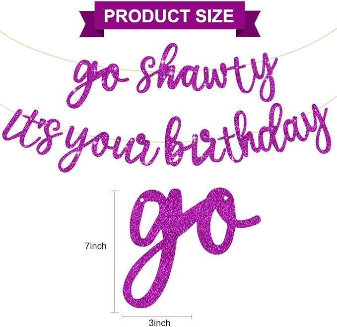 BEISHIDA Purple Go Shawty It's Your Birthday Banner - Image 3