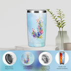 Personalized Gifts Monogrammed Birthday Gifts for Women, Maid of Honor Bachelorette Wedding Christmas Initial 20 oz Tumbler, Makeup Bag Cup Pens Journal Notebook 6 Set, (Aesthetic Blue Flower J)