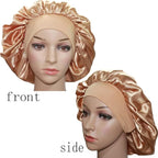 VEYRNEIC Hair Satin Bonnet for Sleeping Shower Caps Silk Chemo Caps with Wide Elastic Band Night Sleep Cap Bonnets for Black Women Braids with Satin Storage Bag (Gold)