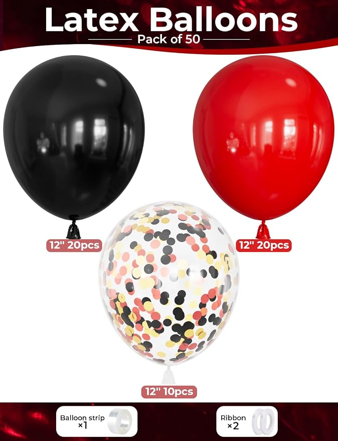 Red and Black Balloons, Party Balloon - Image 3