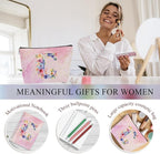 Personalized Gifts Monogrammed Birthday Gifts for Women, Cowerker Wife Sister Wedding Christmas Initial 20 oz Tumbler, Makeup Bag Cup Ballpoint Pens Journal Notebook 6 Set, (Aesthetic Pink Flower C)