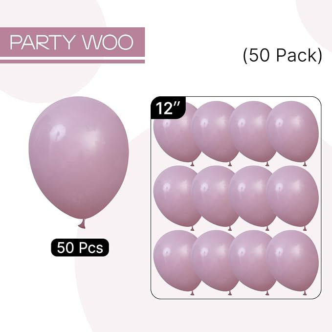 PartyWoo Dusty Purple Balloons 50pcs Lavender Boho Neutral Color | Balloons - Image 7
