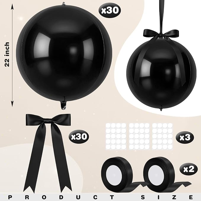 Jenaai 30 Set Round Foil Balloons Bulk 22 Inch 4d Metallic Giant Balloons Set - Image 2