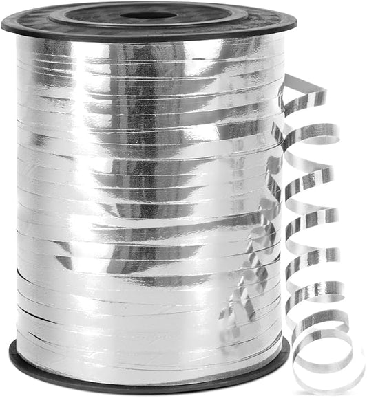 500 Yards Metallic Shiny Curling Ribbon Silver, 1/5" Silver Balloon Ribbons by Isaspire