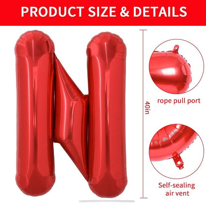 TONIFUL 40 Inch Large Bright Red Letter Balloons A-Z, Giant Jumbo Helium Foil - Image 2