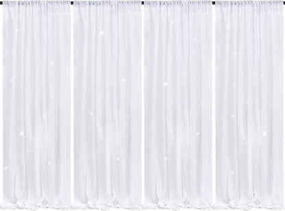 White Sequin Backdrop Curtains 4 Pcs 2ftx8ft Glitter Shimmer Fabric | Sparkly by B-COOL
