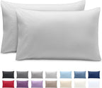 Bare Home Microfiber Pillow Cases - Standard Size Set of 2 - Cooling Pillowcases - Double Brushed - Easy Care - Envelope Closure (Standard Pillowcase Set of 2, Cloud Grey)
