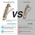 Hair Clips for Women,3.5 Inch Acetate Medium Hair Claw Clips for Women Thin Thick Curly Hair,Strong Hold No Slip Grip,French Classic Multicolor Barrettes Hair （Amber Brown Oblong）