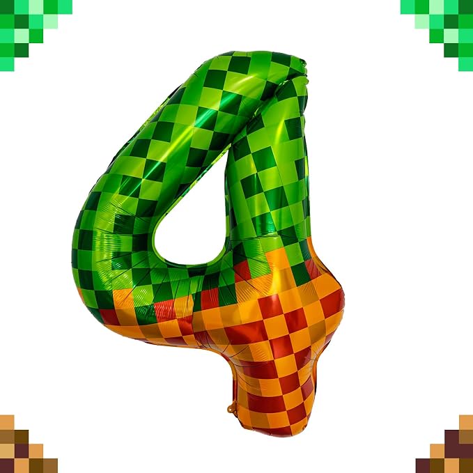 Pixel & TNT Theme 40in Giant Number Balloons - Image 6