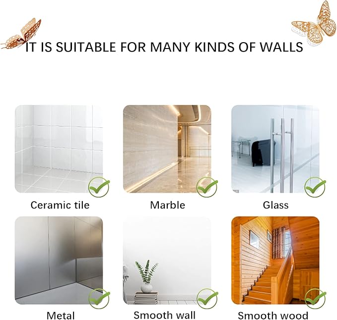SAOROPEB 3D Butterfly Wall Decor, Removable Metallic Wall Sticker Room Mural - Image 7